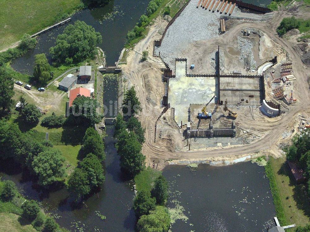 Luftaufnahme Kossenblatt - Blick auf die Erweiterungsbaustelle der Schleuse Kossenblatt.