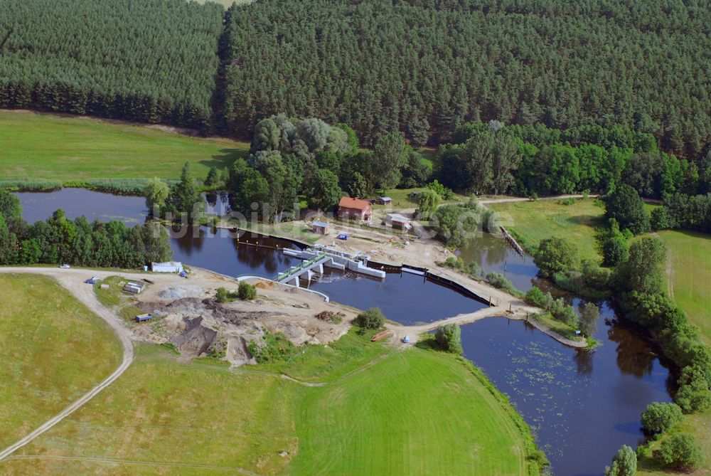 Kossenblatt von oben - Blick auf die Erweiterungsbaustelle der Schleuse Kossenblatt.