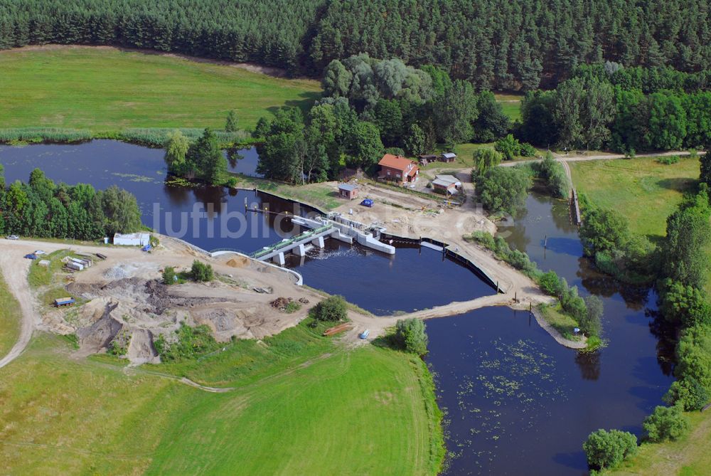 Kossenblatt aus der Vogelperspektive: Blick auf die Erweiterungsbaustelle der Schleuse Kossenblatt.