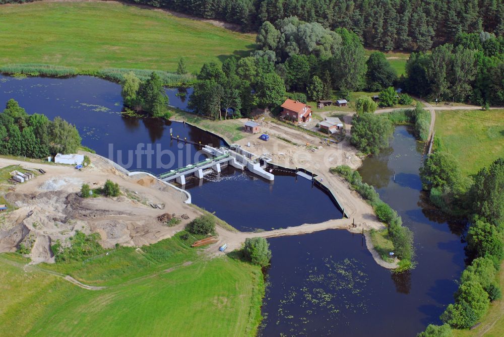 Luftbild Kossenblatt - Blick auf die Erweiterungsbaustelle der Schleuse Kossenblatt.