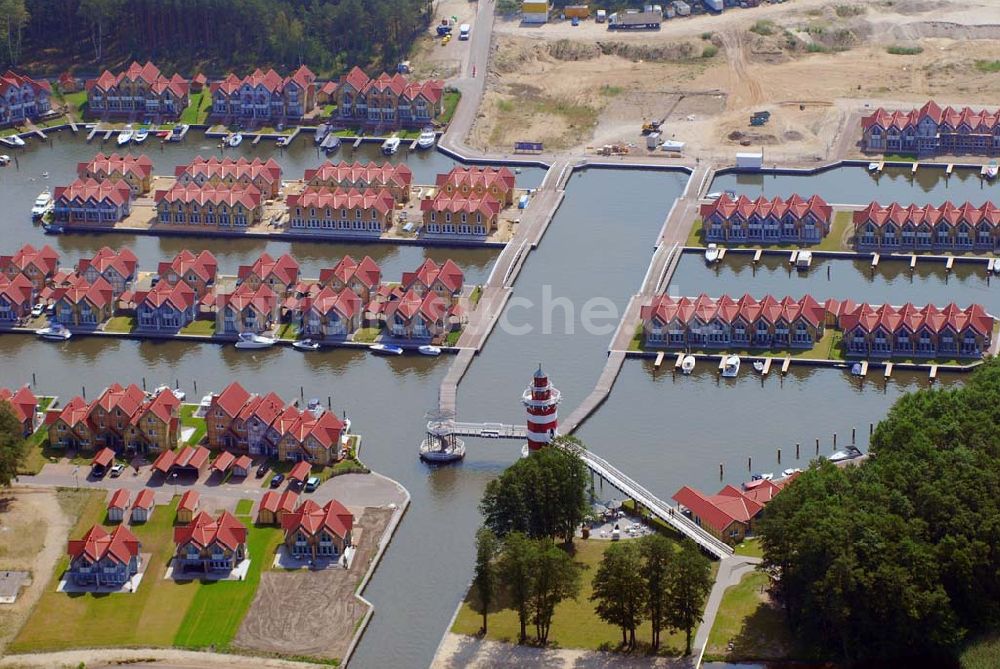 Rheinsberg von oben - Blick auf das fast fertige Hafendorf Rheinsberg