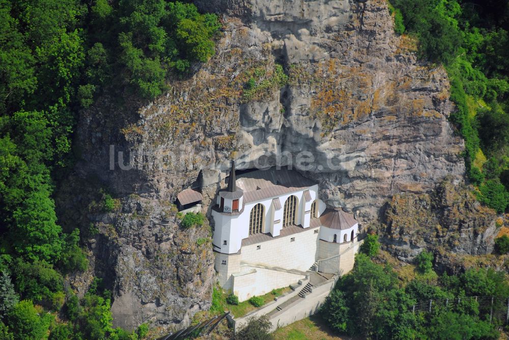 Luftaufnahme Oberstein - Blick auf die Felsenkirche in Oberstein in Rheinland Pfalz.