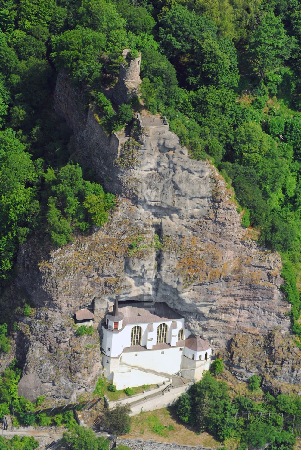 Luftbild Oberstein - Blick auf die Felsenkirche in Oberstein in Rheinland Pfalz.