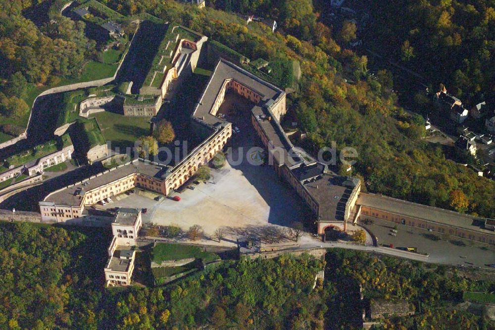 Luftbild Koblenz - Blick auf die Festung Ehrenbreitstein