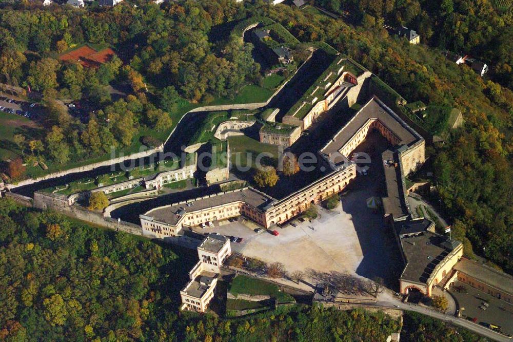 Luftaufnahme Koblenz - Blick auf die Festung Ehrenbreitstein