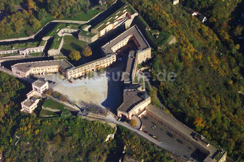 Koblenz von oben - Blick auf die Festung Ehrenbreitstein