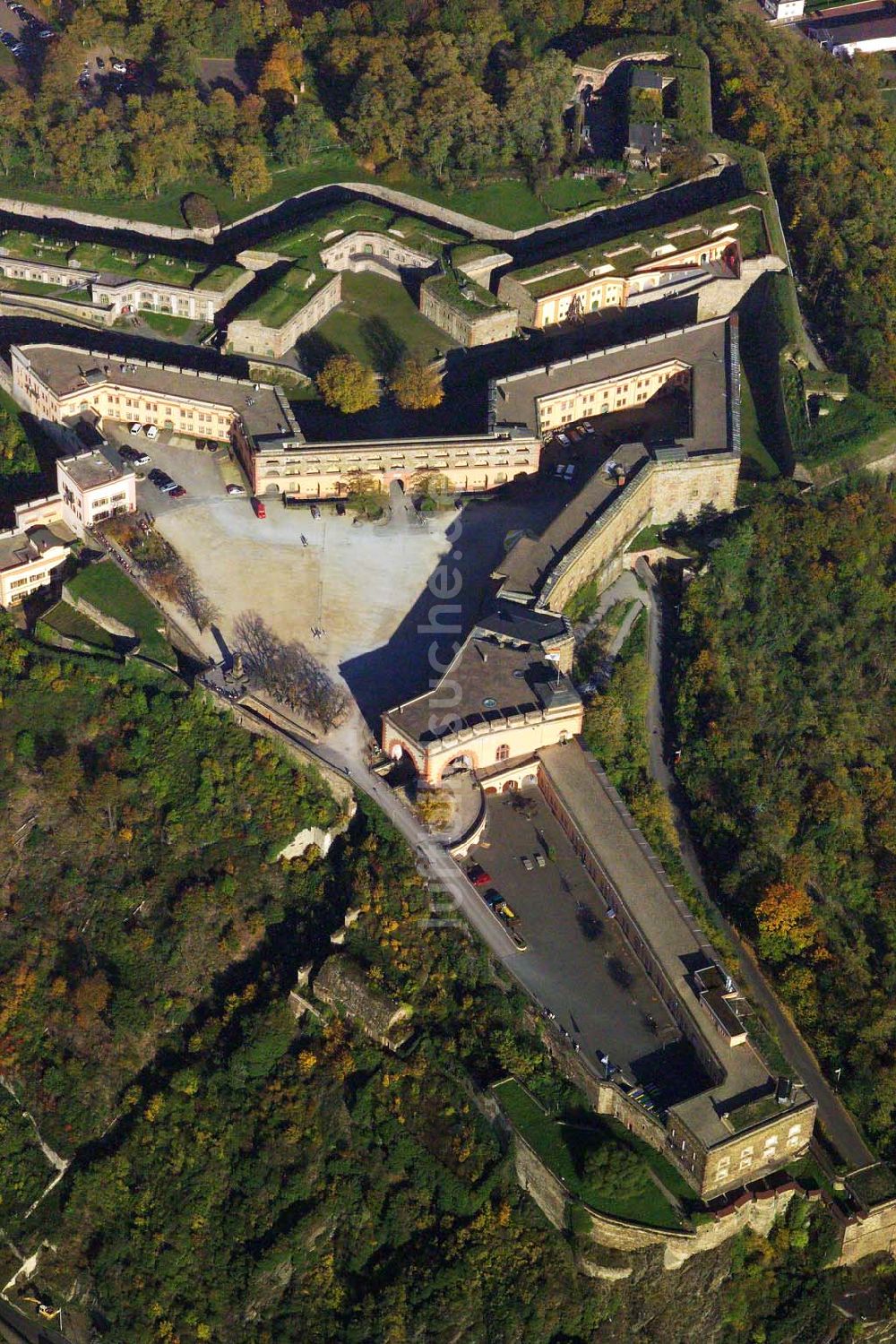 Koblenz aus der Vogelperspektive: Blick auf die Festung Ehrenbreitstein