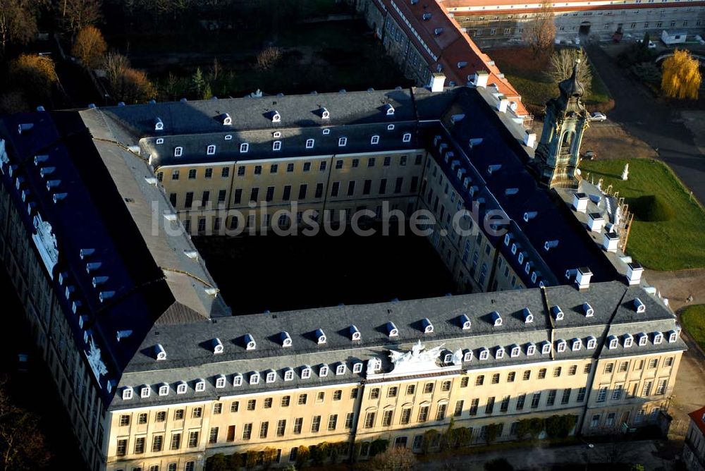 Wermsdorf von oben - Blick auf fortgeschrittene Rekonstruktionsarbeiten an der Hubertusburg in Wermsdorf