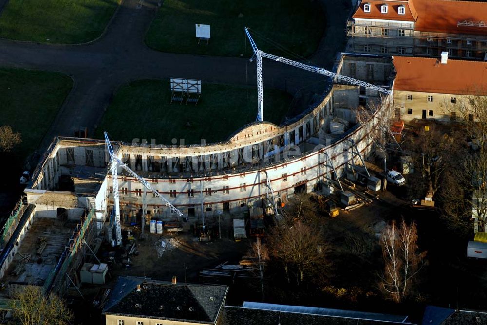 Luftbild Wermsdorf - Blick auf fortgeschrittene Rekonstruktionsarbeiten an der Hubertusburg in Wermsdorf