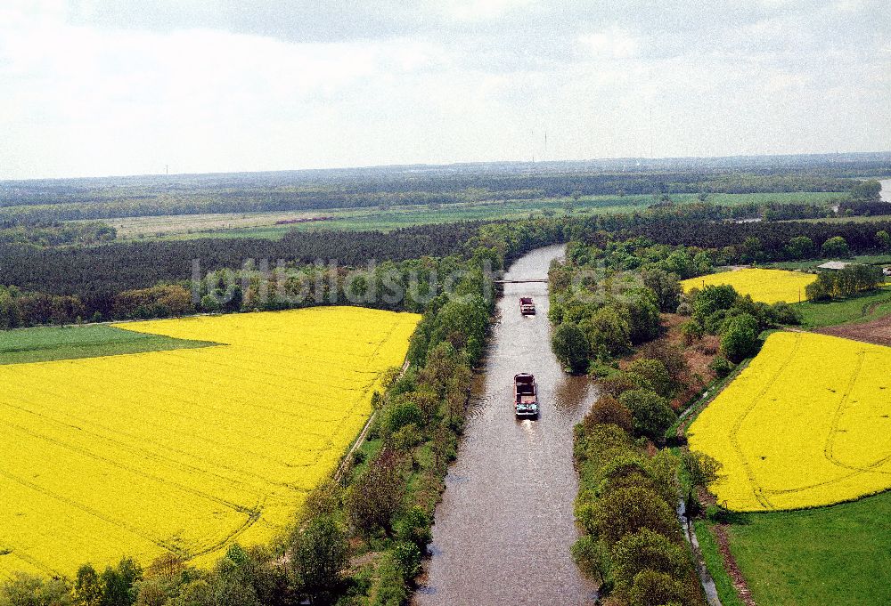 Luftaufnahme Burg / Sachsen-Anhalt - Blick auf die Frühjahrslandschaft am Elbe-Havel- Kanal bei Burg - Ausgleichs- und Ersatzmaßnahmen am Wasserstraßenkreuz Magdeburg / Elbe-Havel-Kanal