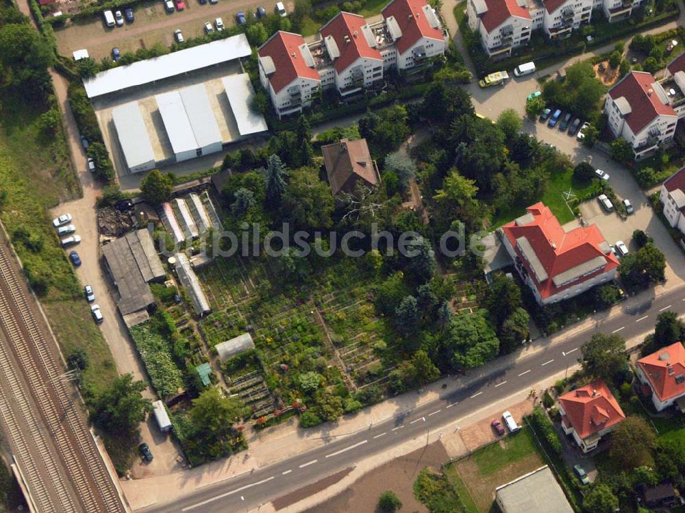 Luftaufnahme Pirna (Sachsen) - Blick auf den Gartenbaubetrieb am Flugplatz Pirna