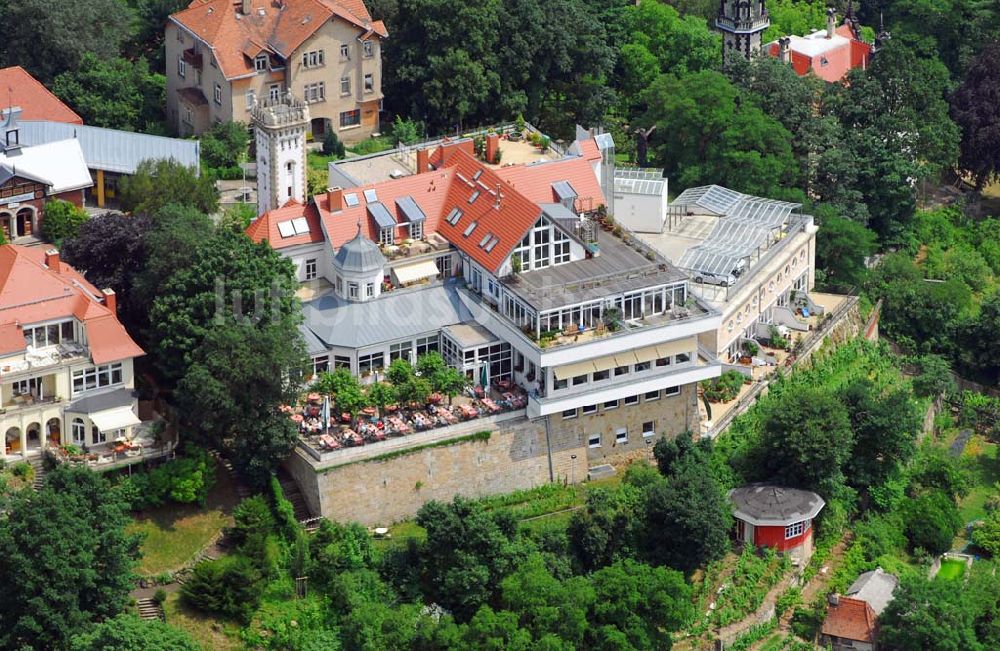 Luftbild Dresden - Blick auf die Gaststätte Luisenhof in Villengegend Weißer Hirsch in Dresden