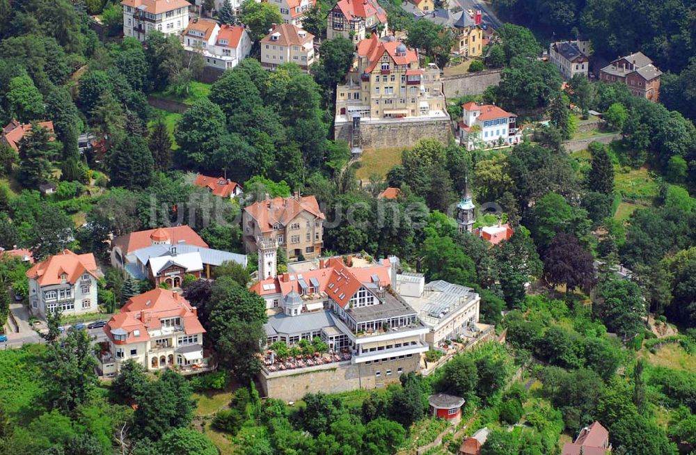 Luftaufnahme Dresden - Blick auf die Gaststätte Luisenhof in Villengegend Weißer Hirsch in Dresden