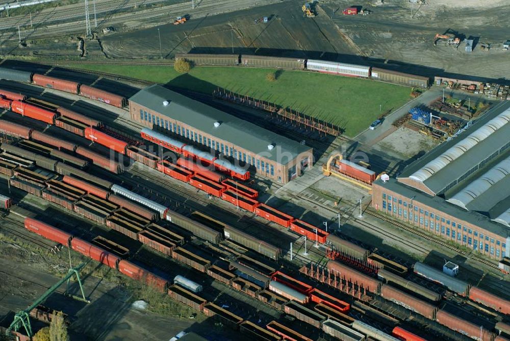 Eberswalde aus der Vogelperspektive: Blick auf das Gelände der Deutschen Bahn AG in Eberswalde