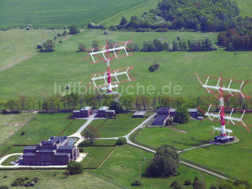 Nauen aus der Vogelperspektive: Blick auf das Gelände der historische Sendestelle Nauen.