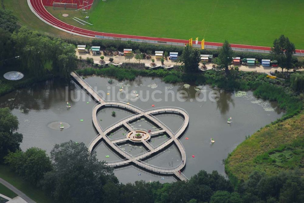 Rathenow von oben - Blick auf das Gelände der Landesgartenschau 2006 in Rathenow