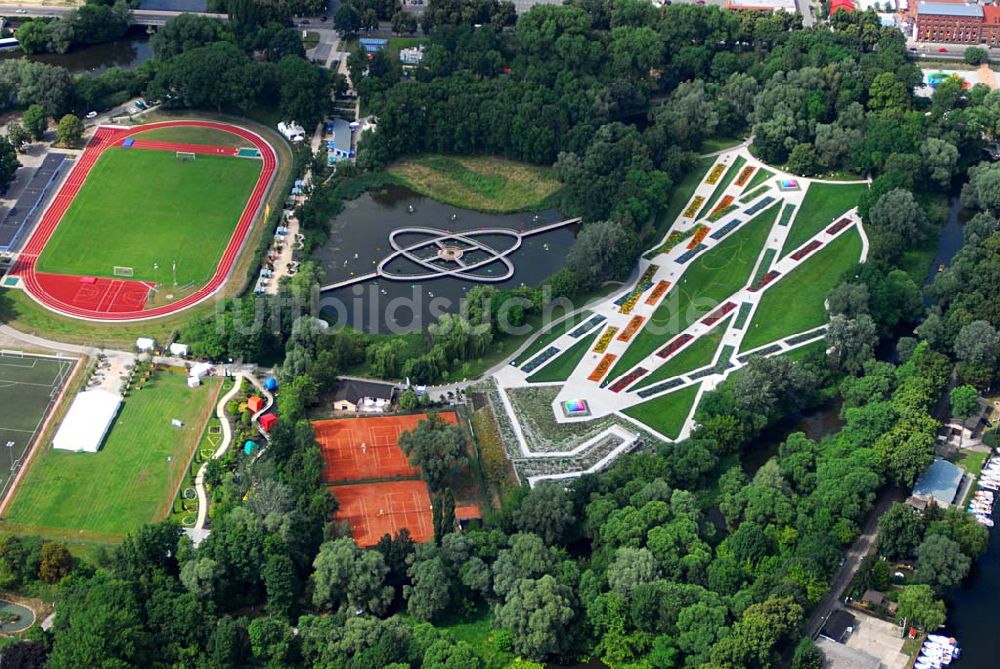 Rathenow aus der Vogelperspektive: Blick auf das Gelände der Landesgartenschau 2006 in Rathenow