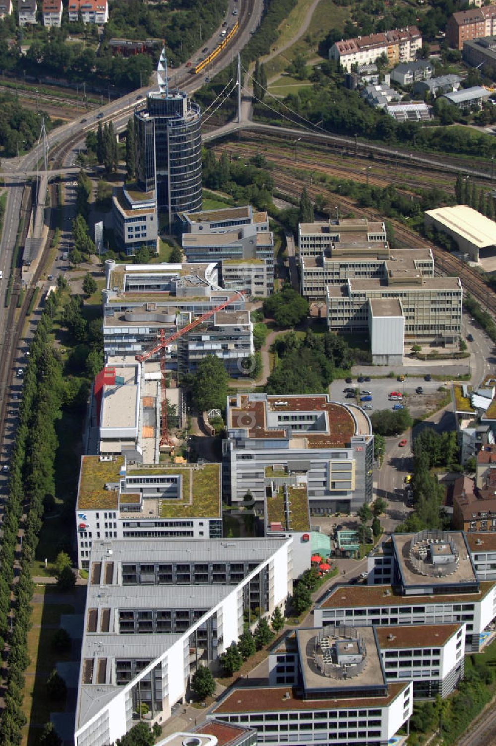 Stuttgart aus der Vogelperspektive: Blick auf Geschäftshäuser am Stuttgarter Nordbahnhof