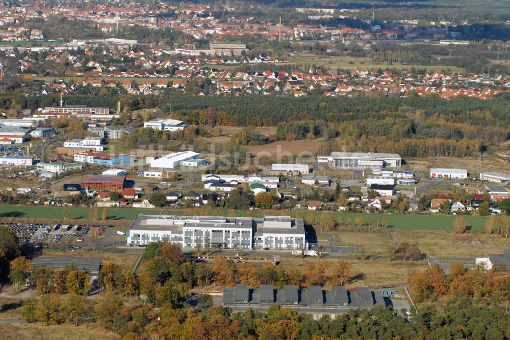 Rathenow aus der Vogelperspektive: Blick auf das Gewerbegebiet Heidefeld in Rathenow