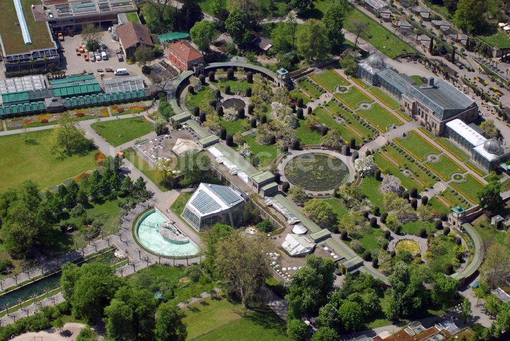 Luftbild Stuttgart - Blick auf Grünanlage im Botanisch-Zoologischen Garten Wilhelma in Stuttgart