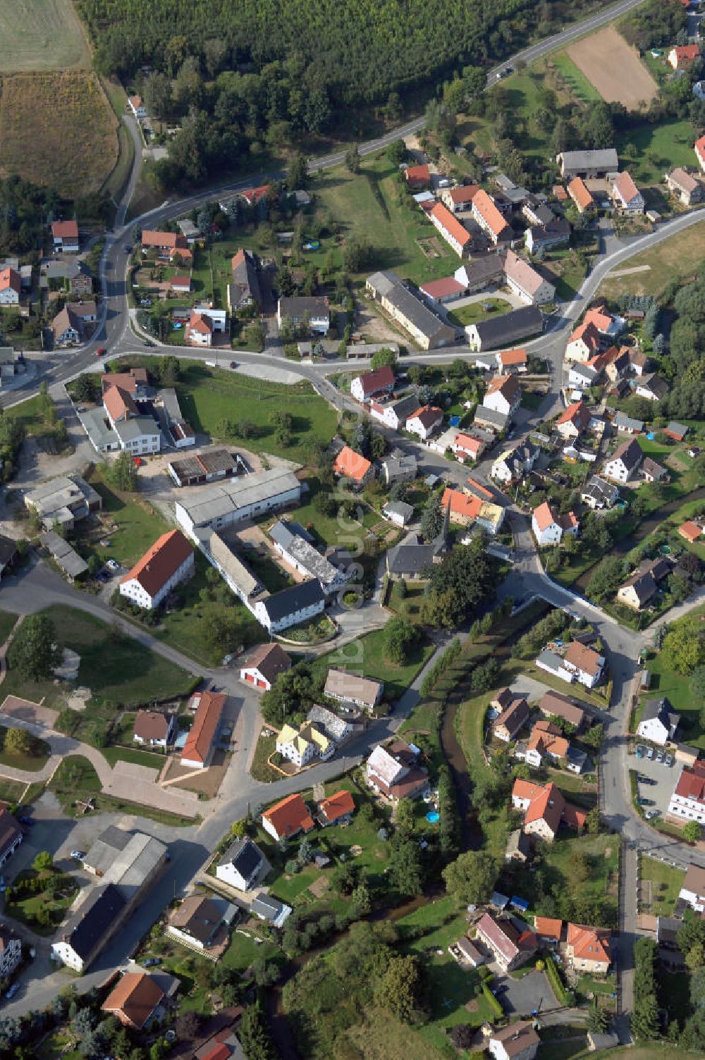 Großstöbnitz von oben - Blick auf den Großstöbnitz - seit 1996 Ortsteil der Stadt Schmölln