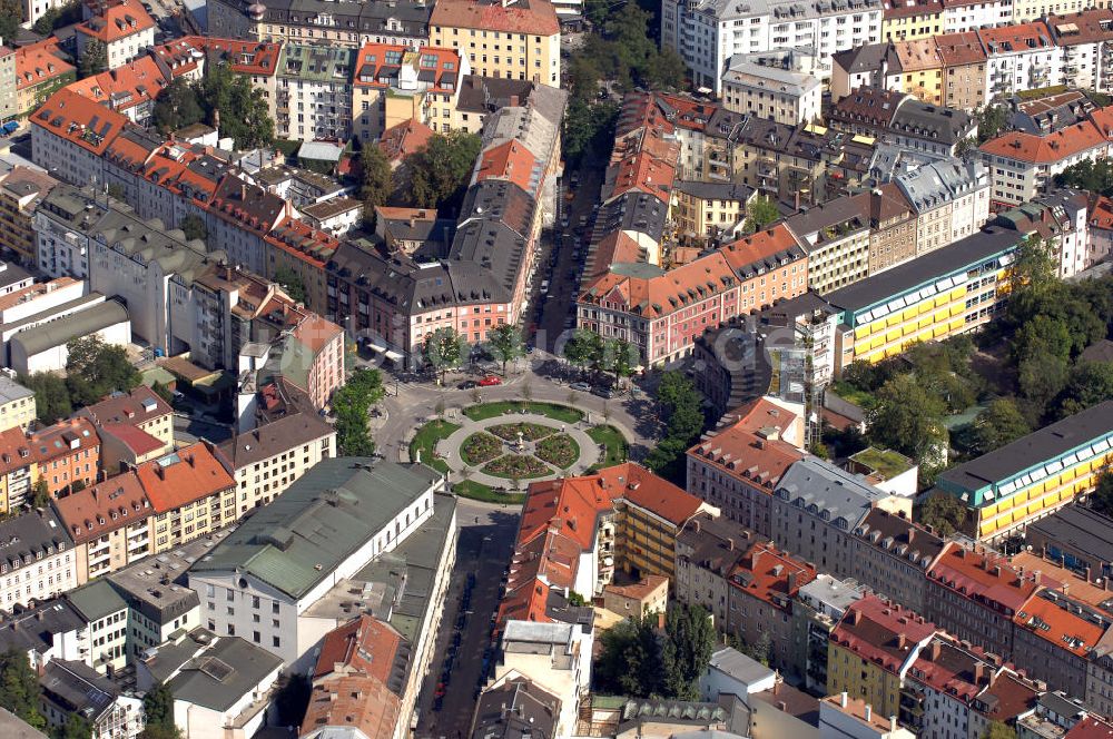 Luftaufnahme München - Blick auf den Gärtnerplatz und dem Staatstheater