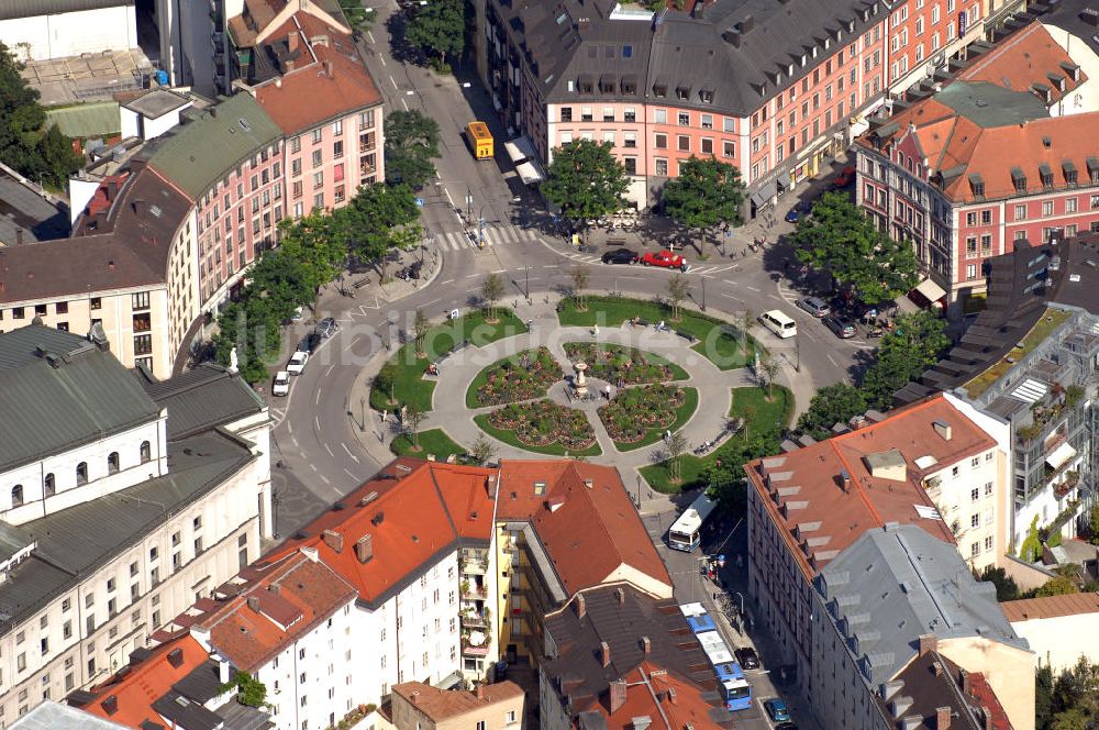 Luftbild München - Blick auf den Gärtnerplatz und dem Staatstheater