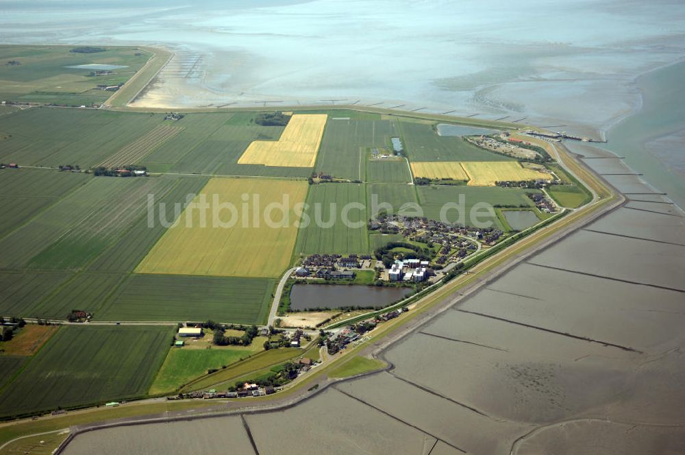 Nordstrand von oben - Blick auf die Halbinsel und die Gemeinde Nordstrand