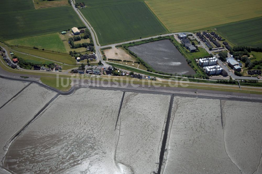 Luftbild Nordstrand - Blick auf die Halbinsel und die Gemeinde Nordstrand