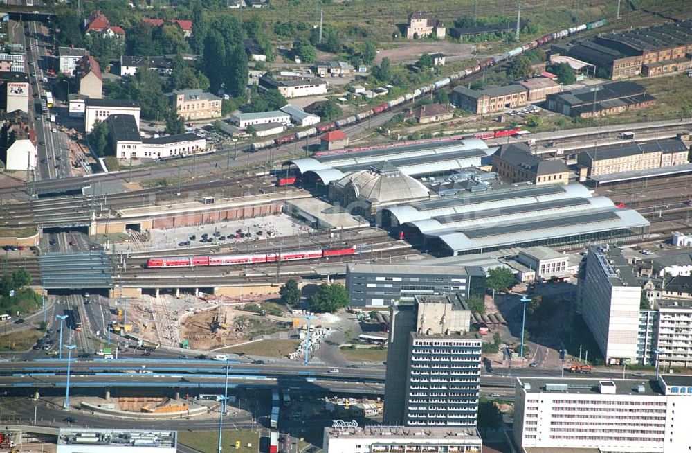 Halle Sachsen-Anhalt) aus der Vogelperspektive: Blick auf den Hauptbahnhof von Halle