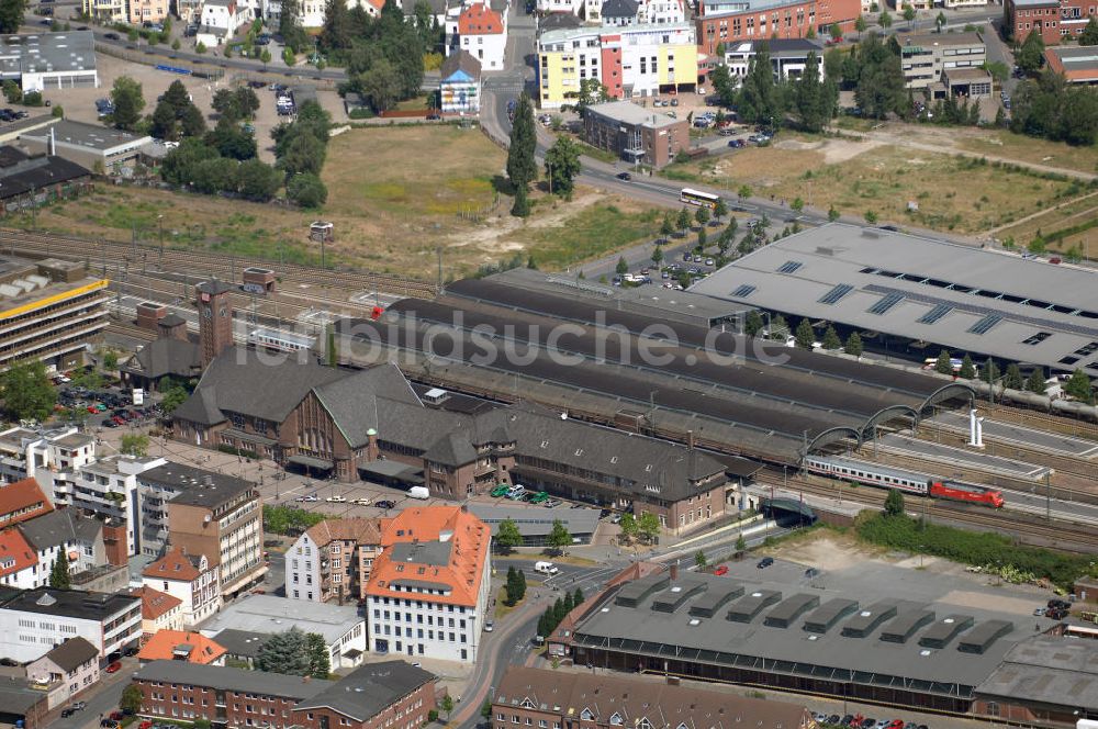 Oldenburg aus der Vogelperspektive: Blick auf den Hauptbahnhof Oldenburg