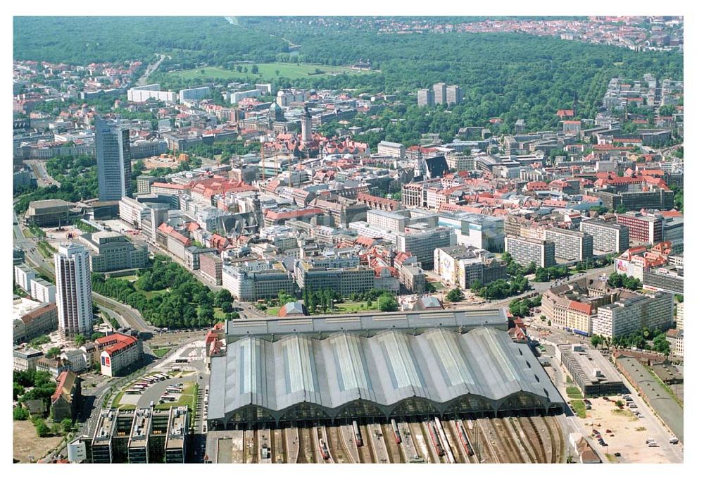 Leipzig von oben - Blick auf die Hauptbahnhof-Promenaden