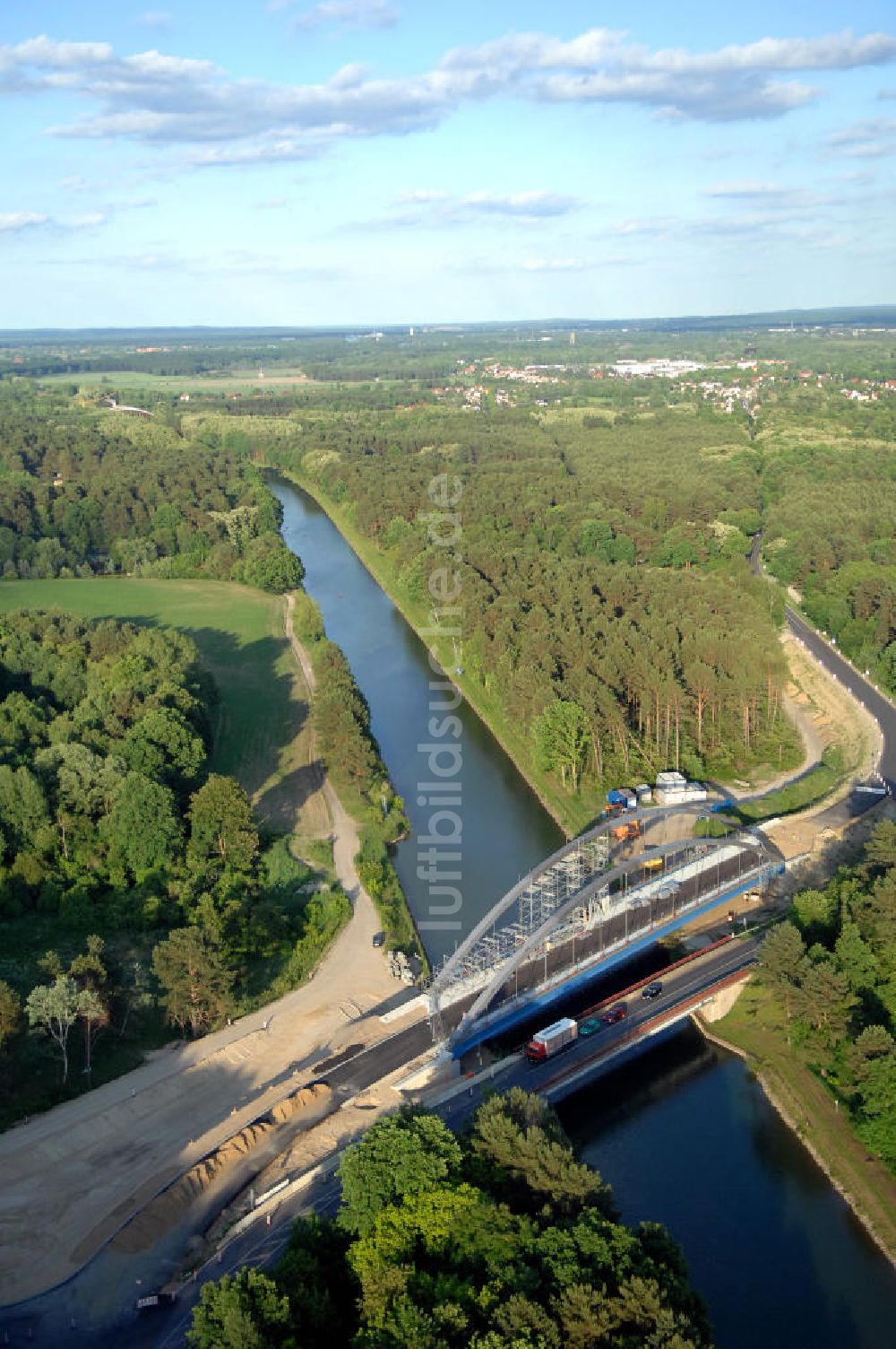 Langer Grund von oben - Blick auf die Havel-Order-Wasserstraße am Langer Grund