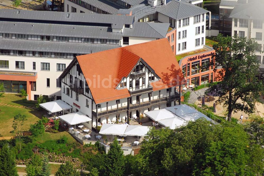 Bad Saarow von oben - Blick auf das Hotel Esplanade am Scharmützelsee in Bad Saarow