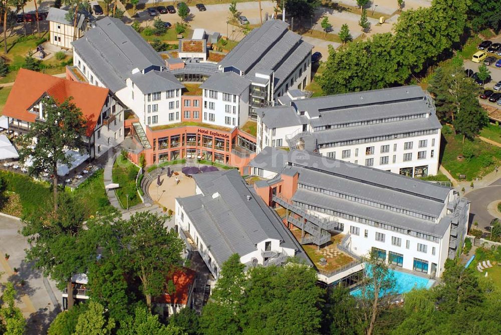 Bad Saarow von oben - Blick auf das Hotel Esplanade am Scharmützelsee in Bad Saarow