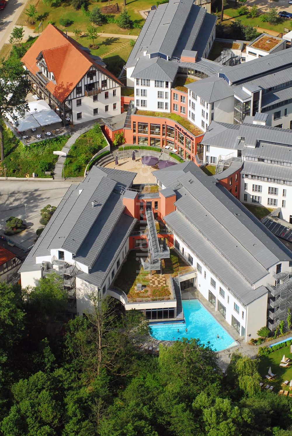 Bad Saarow von oben - Blick auf das Hotel Esplanade am Scharmützelsee in Bad Saarow