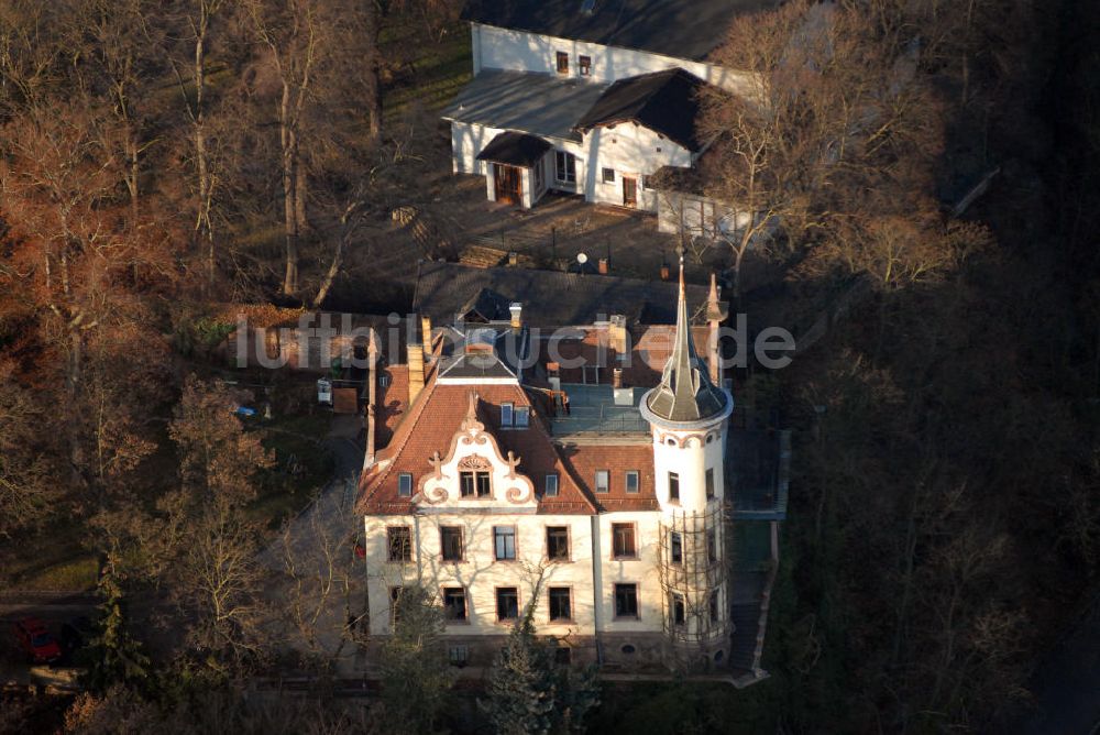 Grimma von oben - Blick auf das Hotel Schloß Gattersburg in Grimma