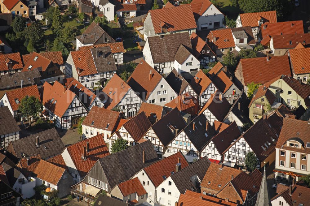 Luftaufnahme Blomberg - Blick auf Häuser in der Kleinstadt Blomberg in Nordrhein-Westfalen