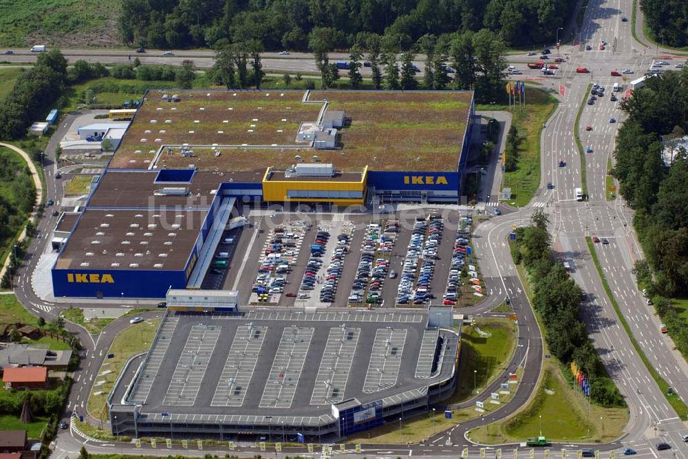 Luftaufnahme FREIBURG - Blick auf das IKEA-Einrichtungshaus in Freiburg nach dem Um- und Ausbau