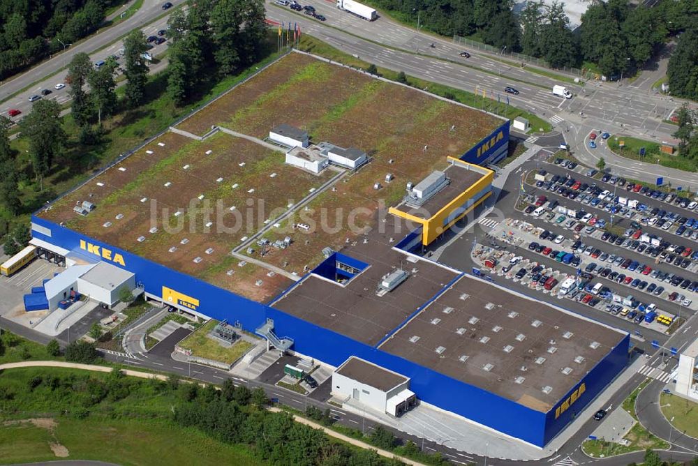 Luftaufnahme FREIBURG - Blick auf das IKEA-Einrichtungshaus in Freiburg nach dem Um- und Ausbau