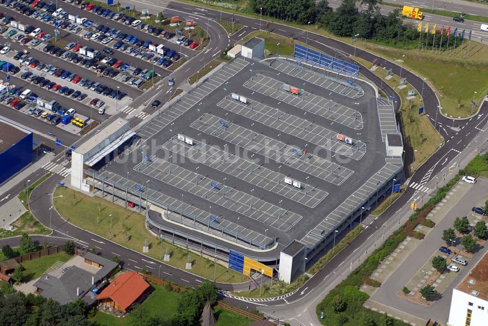 FREIBURG aus der Vogelperspektive: Blick auf das IKEA-Einrichtungshaus in Freiburg nach dem Um- und Ausbau