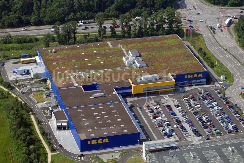 Luftaufnahme FREIBURG - Blick auf das IKEA-Einrichtungshaus in Freiburg nach dem Um- und Ausbau