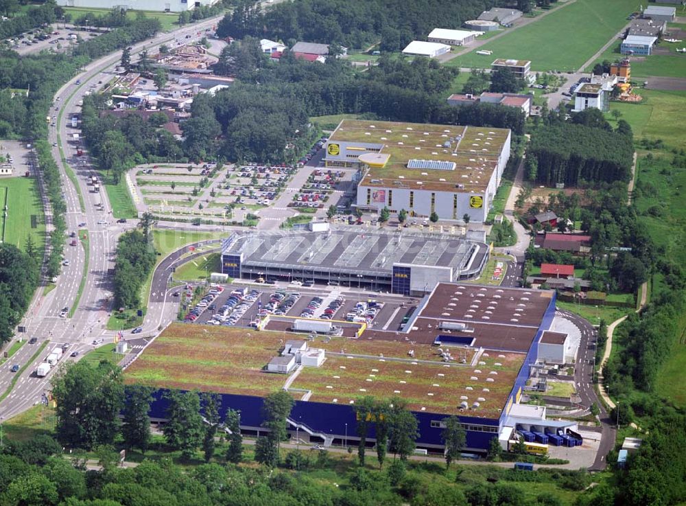 FREIBURG von oben - Blick auf das IKEA-Einrichtungshaus in Freiburg nach dem Um- und Ausbau