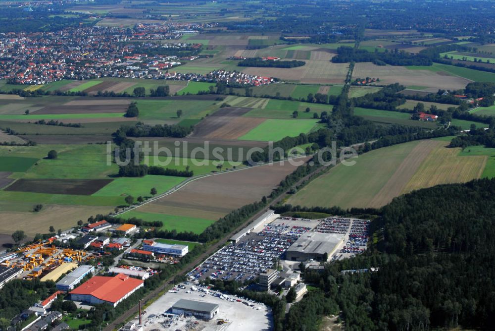 Luftbild Emmering - Blick auf das Industriegebiet Emmering und auf das Gewerbegebiet an der Moosfeldstraße