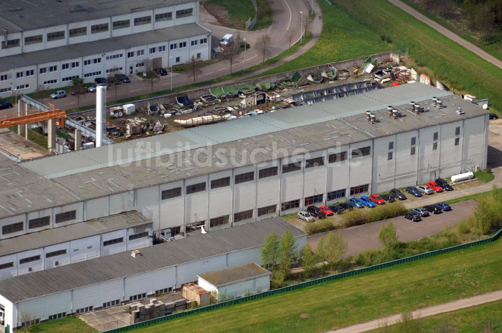 Dessau aus der Vogelperspektive: Blick auf das Industriegelände des ehemaligen VEB Waggonbau Dessau