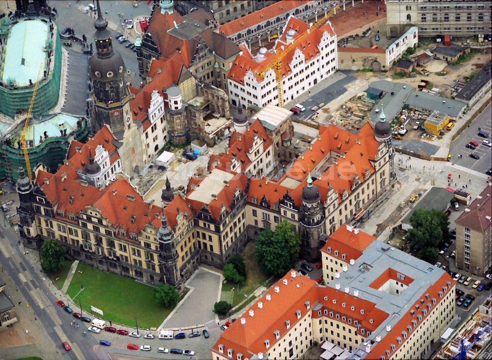 Dresden aus der Vogelperspektive: Blick in den Innenhof des Dresdener Schlosses