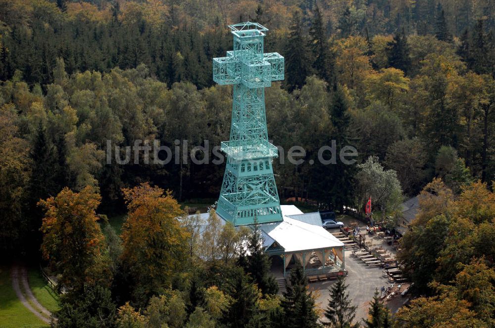 Auerberg aus der Vogelperspektive: Blick auf die Josephhöhe mit Josephkreuz