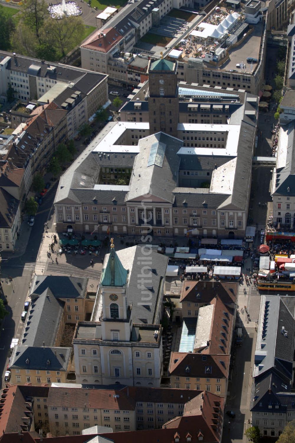 Luftaufnahme Karlsruhe - Blick auf die Karlsruher Innenstadt