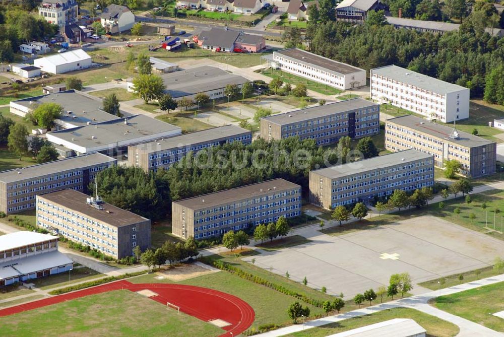 Lehnitz aus der Vogelperspektive: Blick auf das Kasernengelände am ehemaligen Truppenübungsplatz Lehnitzg