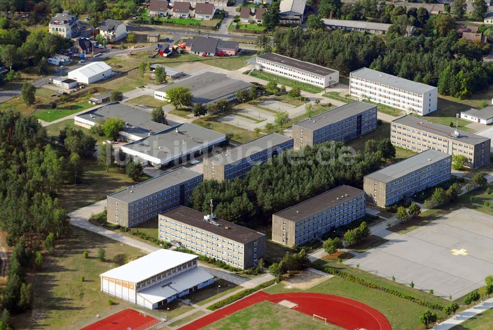 Lehnitz aus der Vogelperspektive: Blick auf das Kasernengelände am ehemaligen Truppenübungsplatz Lehnitzg